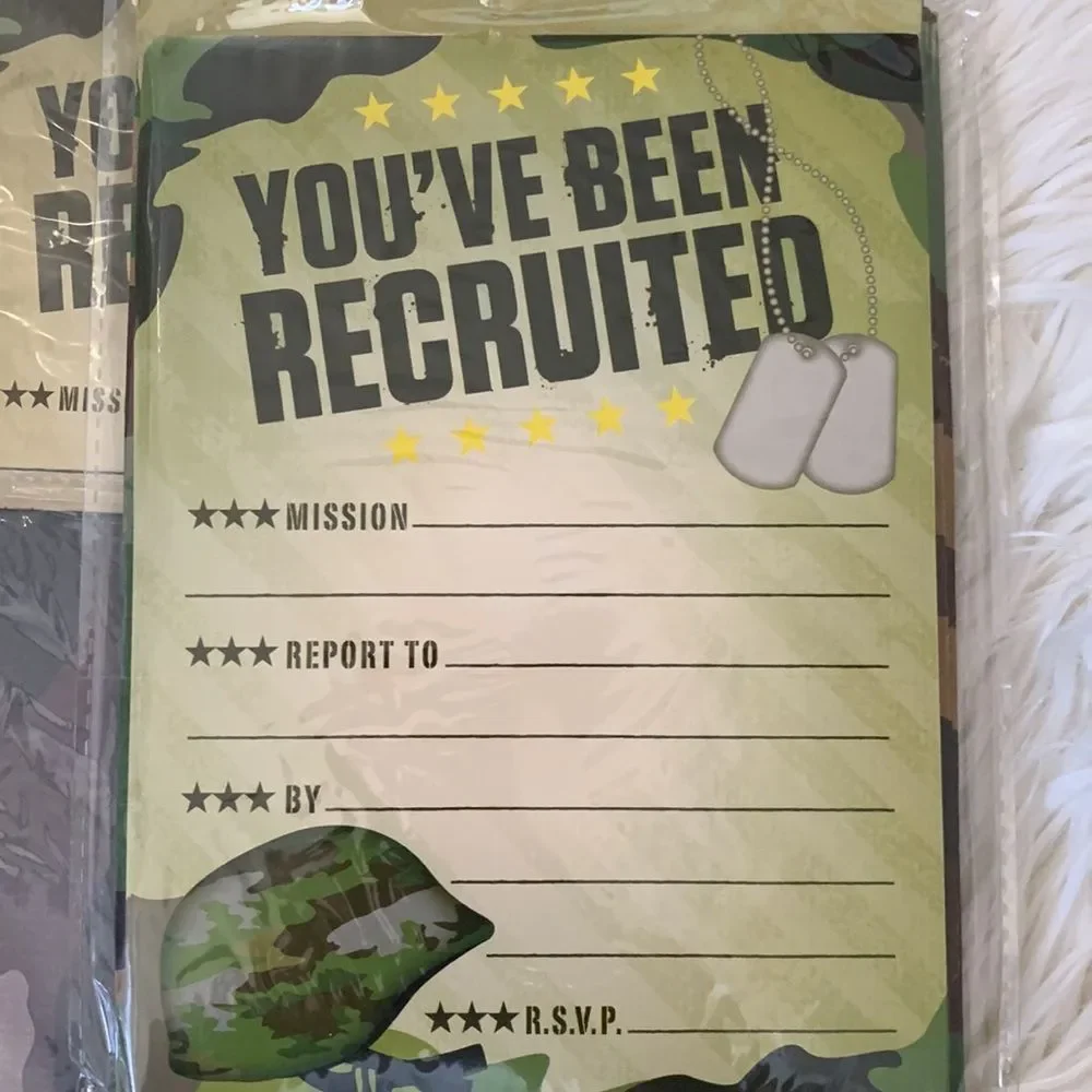NIB 🎈 3 Pack of Party Invitational Cards in Military Theme